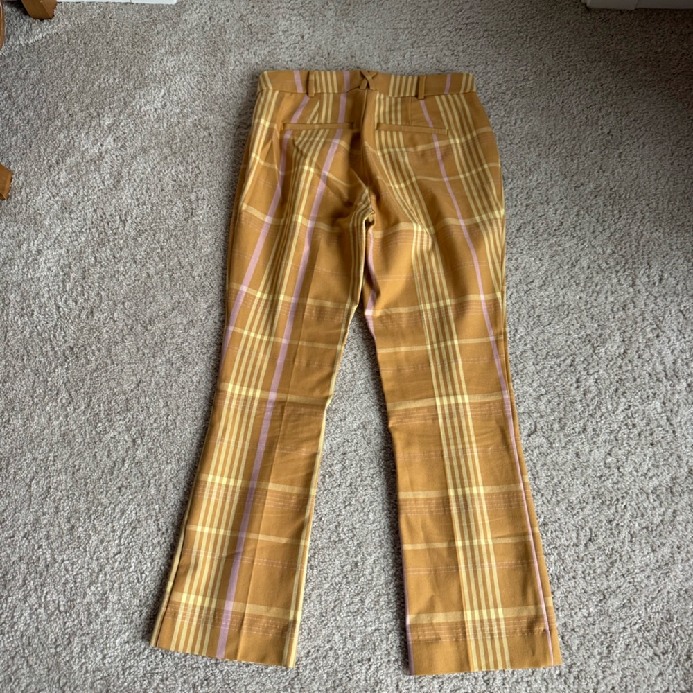 Anthropologie Maeve Kick-Flare Pants Orange Plaid 6 Small - Picture 9 of 12